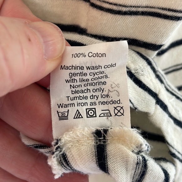 Madewell Ivory with Black Stripes 100% Cotton "This or That" Tee - Size Medium - Picture 11 of 13